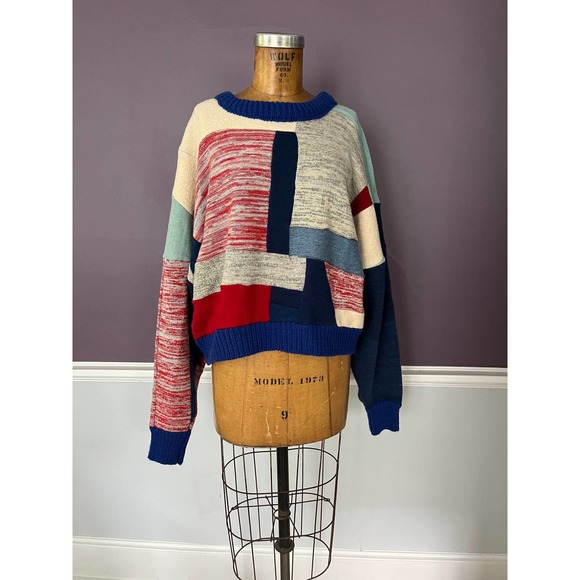 Recycled Wool Patchwork, Handmade Cozy Sweater by In The Wind Goods - Picture 2 of 9